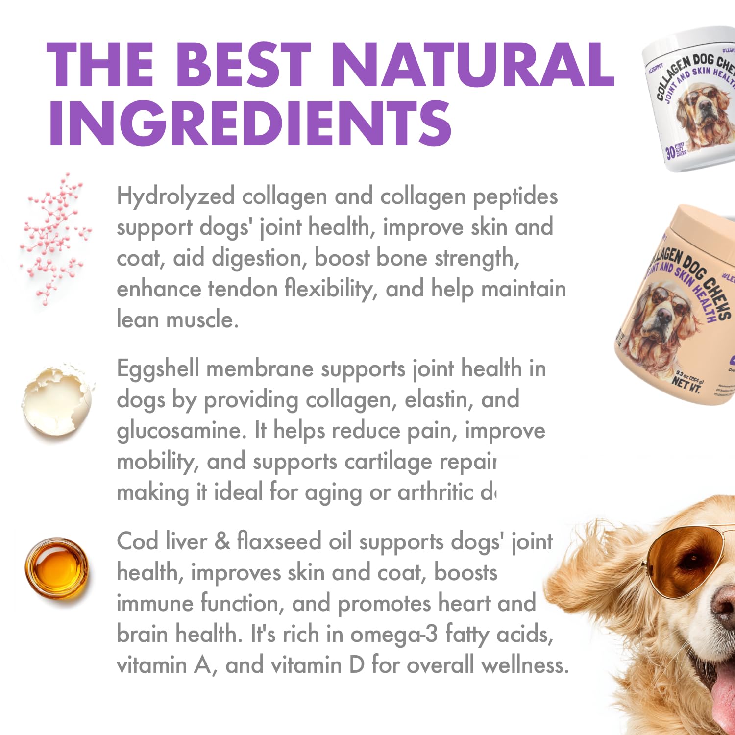 LEGITPET Collagen Dog Chews in bowl; can help dogs stay active longer.
