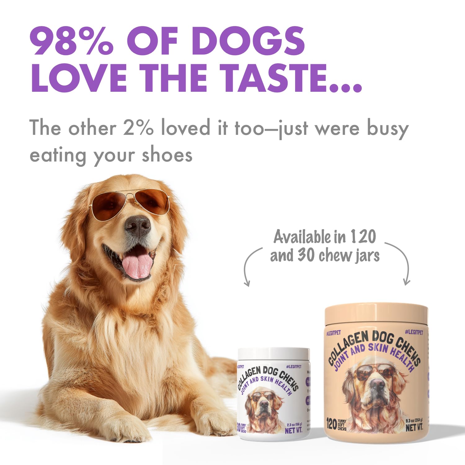 LEGITPET Collagen Dog Chews ingredients include eggshell membrane and Vitamin C for joint and skin care.