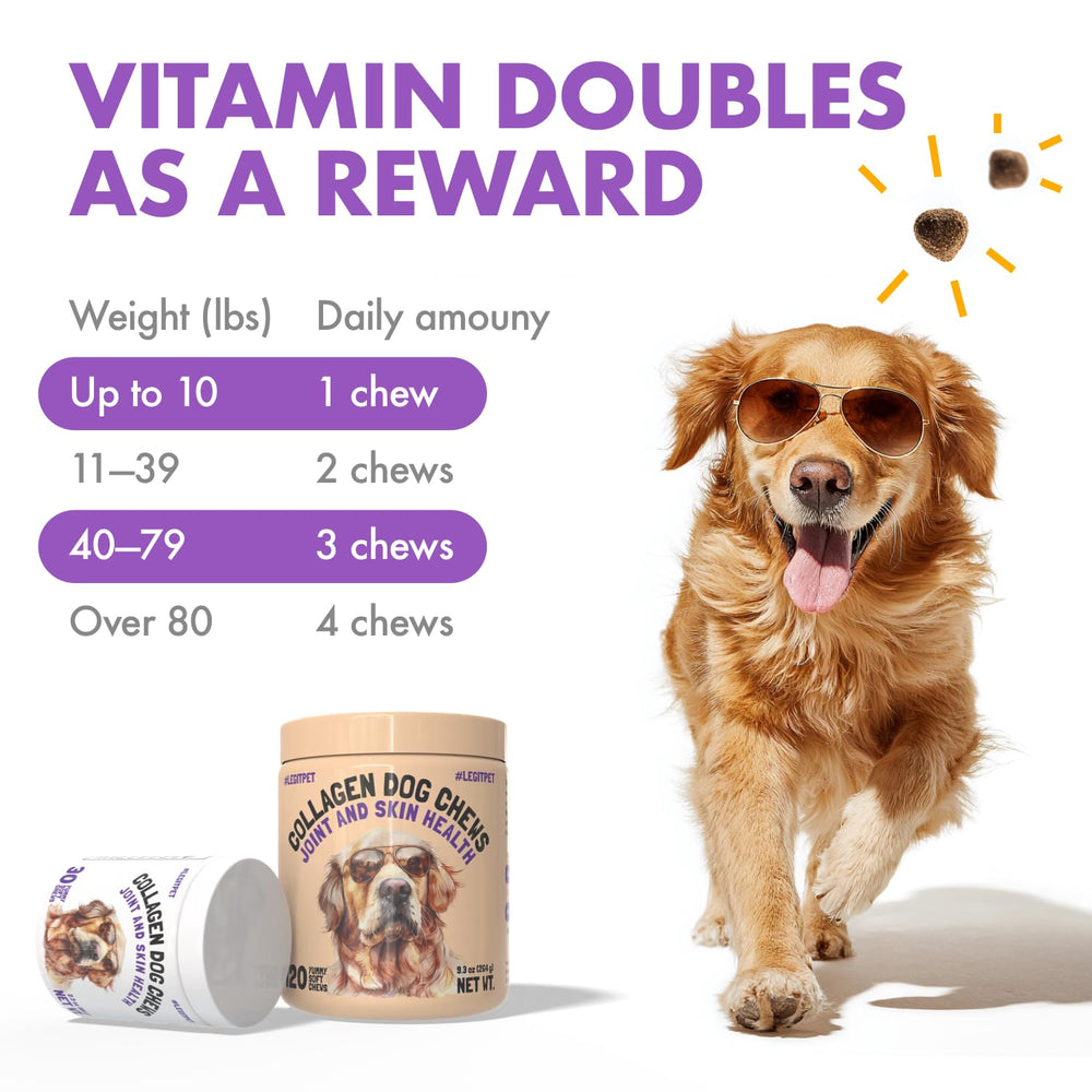 LEGITPET Collagen Dog Chews senior-friendly formula with joint support ingredients.
