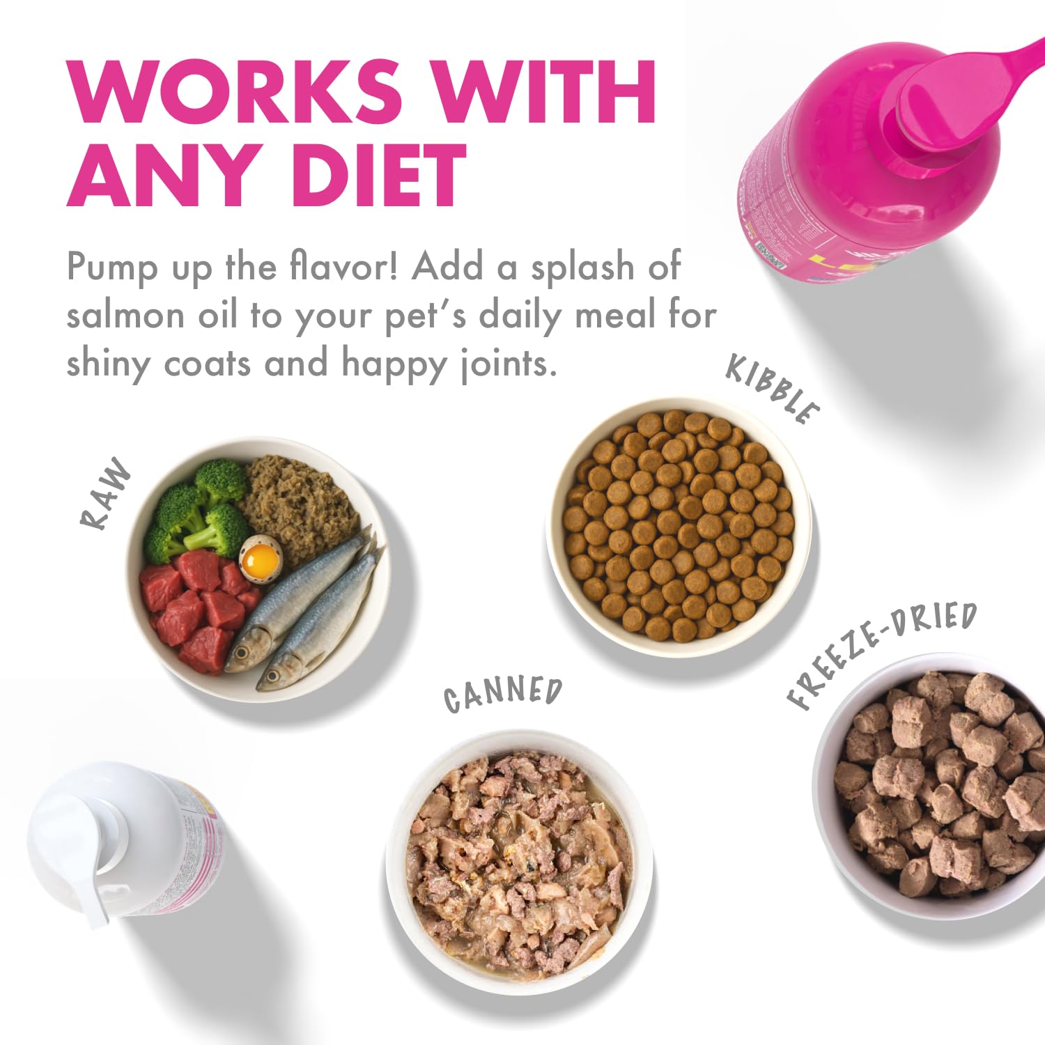 LEGITPET salmon oil easily mixes with kibble for meals.