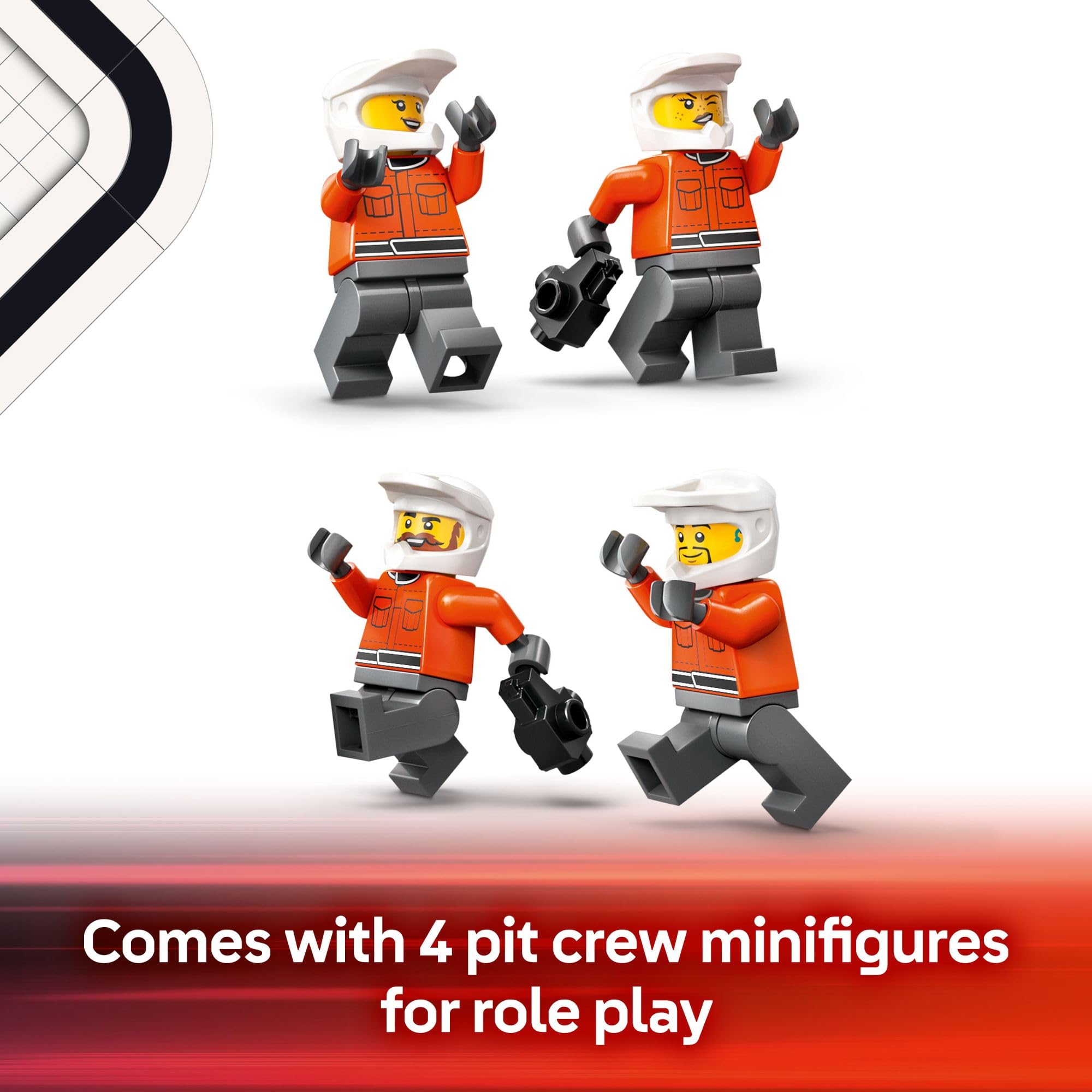 LEGO City F1 pit-stop detail fuels engaging build-and-play sessions.