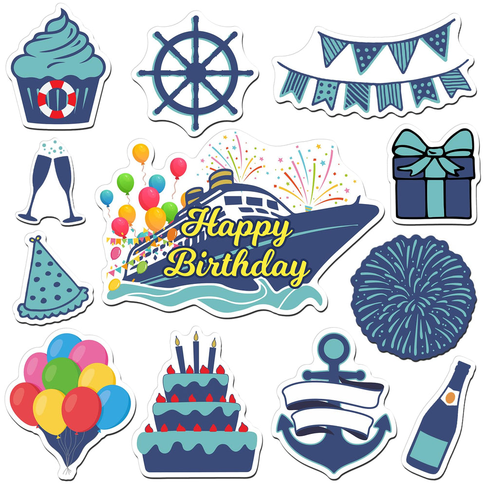 LEIFIDE 12-piece birthday cruise door magnets brighten cabin doors for easy identification.