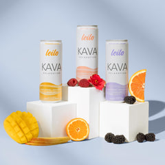 Leilo Kava Tangerine Mango can offering citrus brightness for after-work unwind