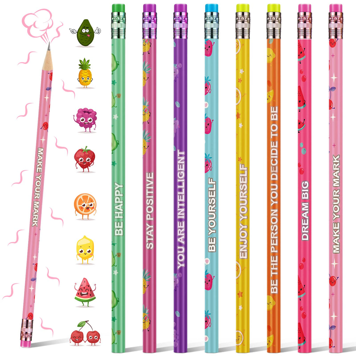 Leinuosen fruity scented pencils 48-count for kids' desks and creativity