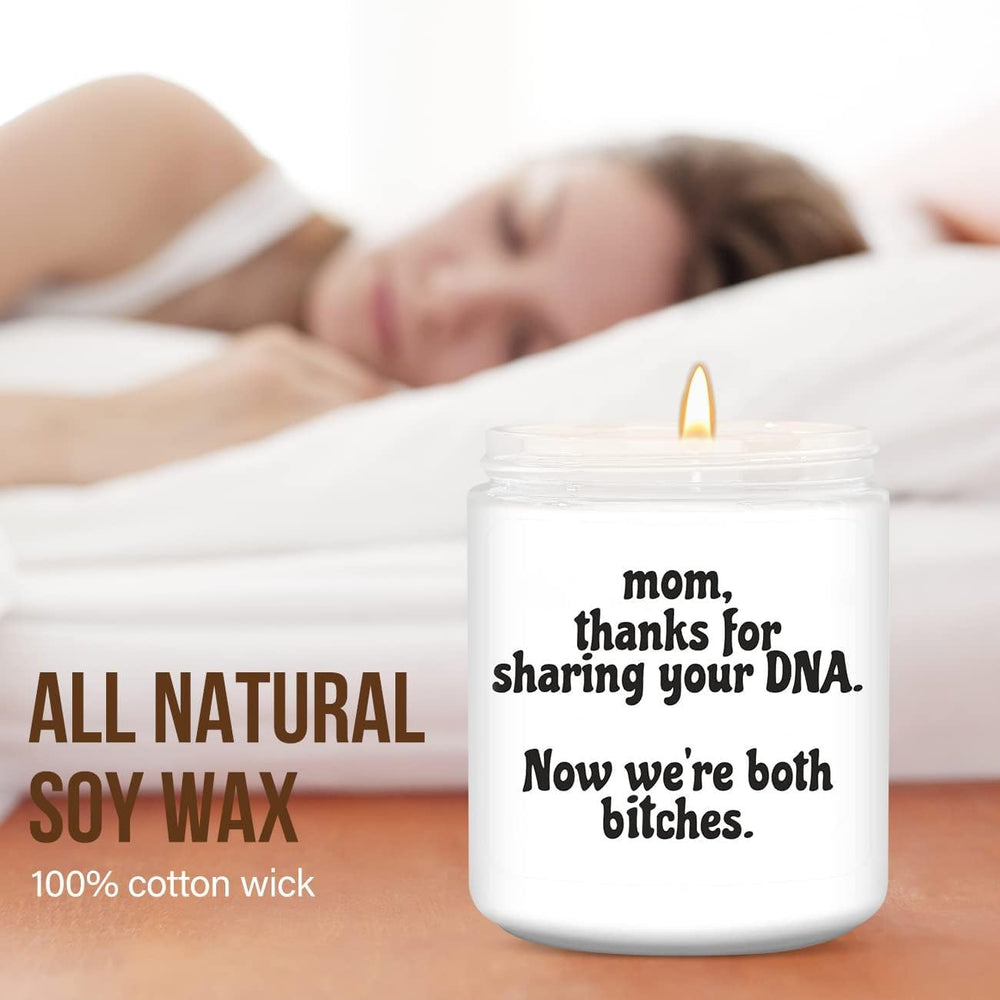 LEIOH burning candle creating warm ambience in a cozy living room