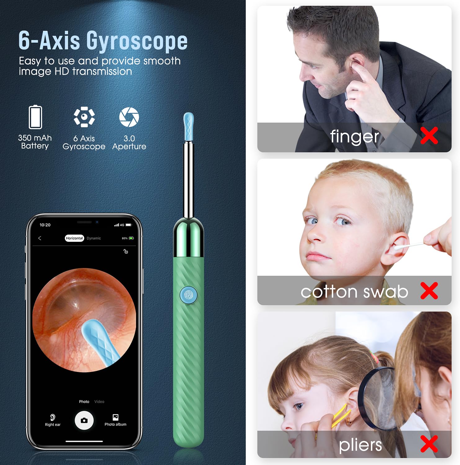 LEIPUT IP67 waterproof otoscope for easy sanitary cleaning