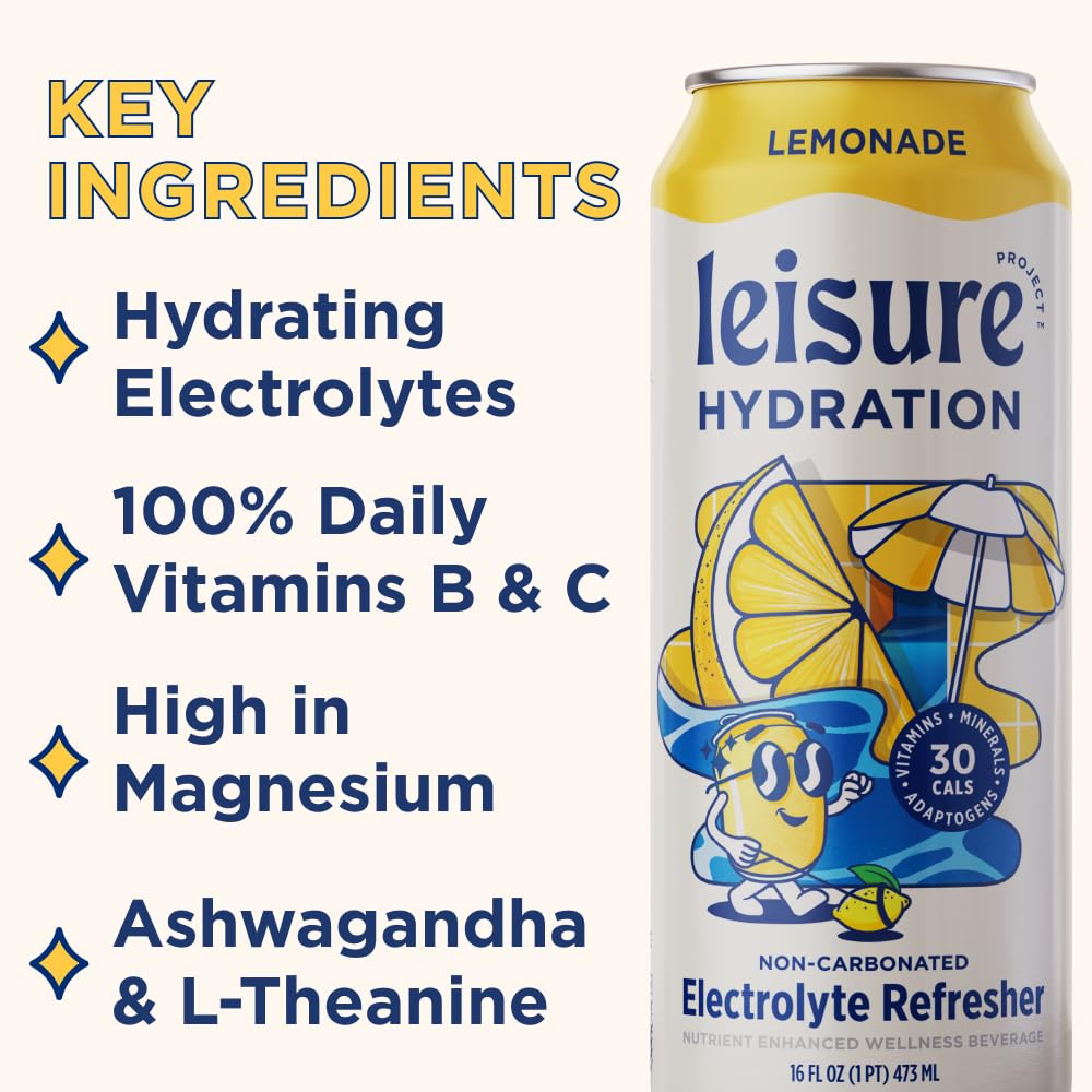 Leisure Hydration electrolyte graphic highlighting 700mg electrolytes per bottle.