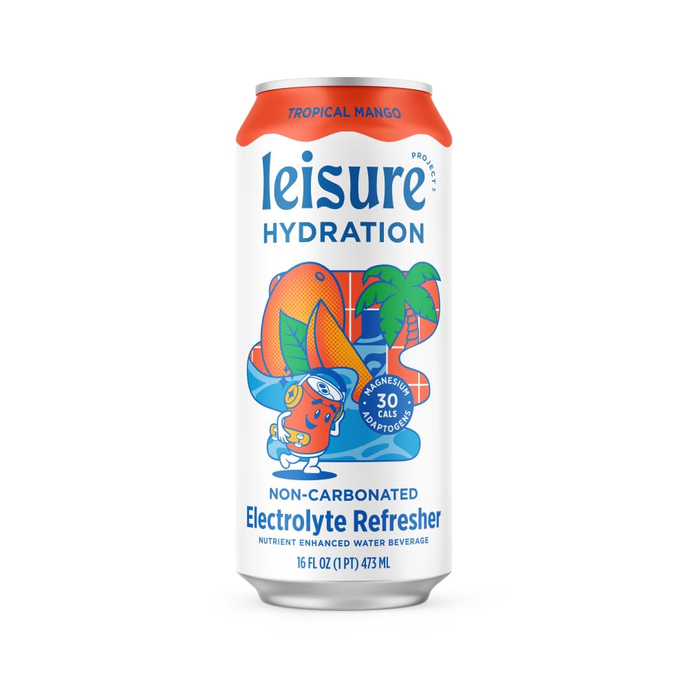 Leisure Hydration Tropical Mango 12-pack side view ready for on-the-go refreshment