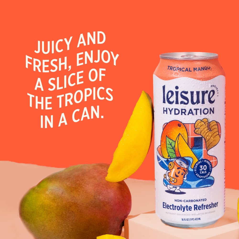 Leisure Hydration Tropical Mango on desk for daily hydration