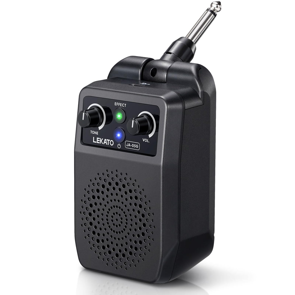 LEKATO mini amp 5W front view for on-the-go practice.