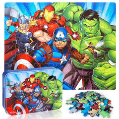 LELEMON kids puzzles in a metal box for easy storage and travel.