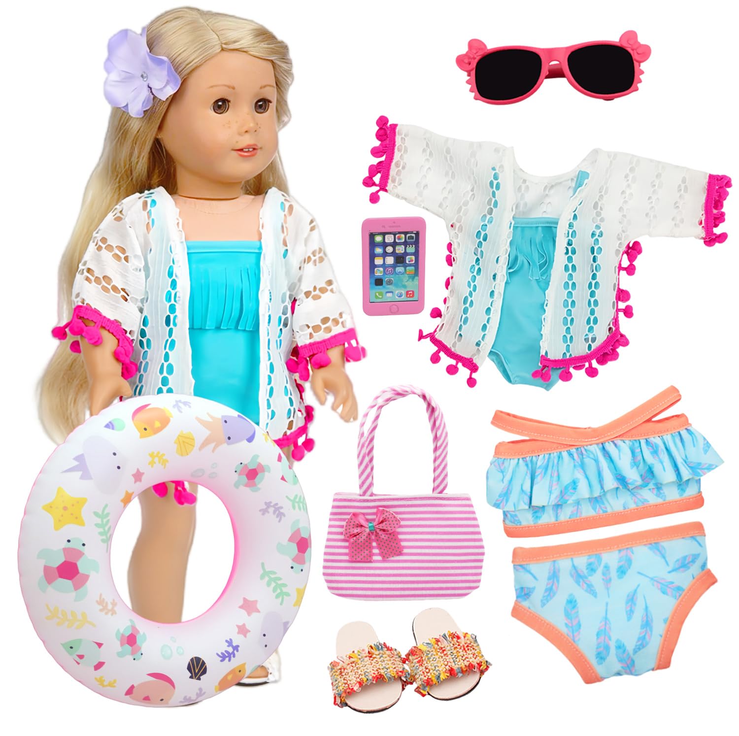 Lembani 18-inch doll bikini set ready for sunny beach play.