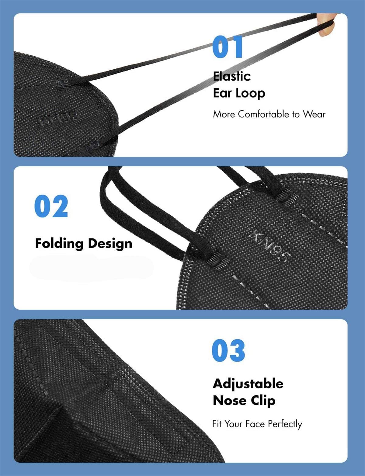 LEMENT elastic ear loops reduce ear pressure during extended use.