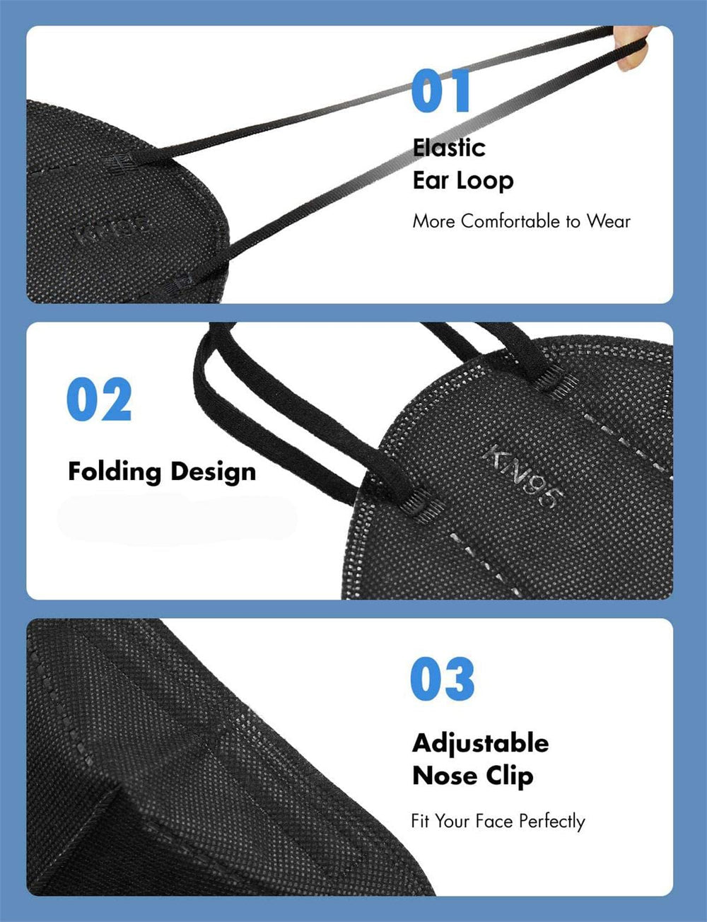 LEMENT elastic ear loops reduce ear pressure during extended use.