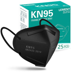 LEMENT kn95 face mask black 25-pack for reliable daily protection and comfort.