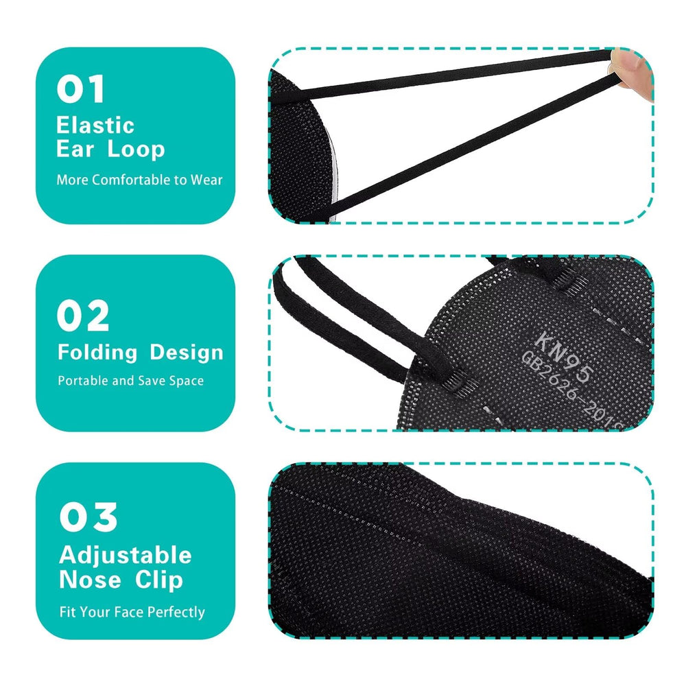 LEMENT KN95 mask black 5-layer filter for strong filtration