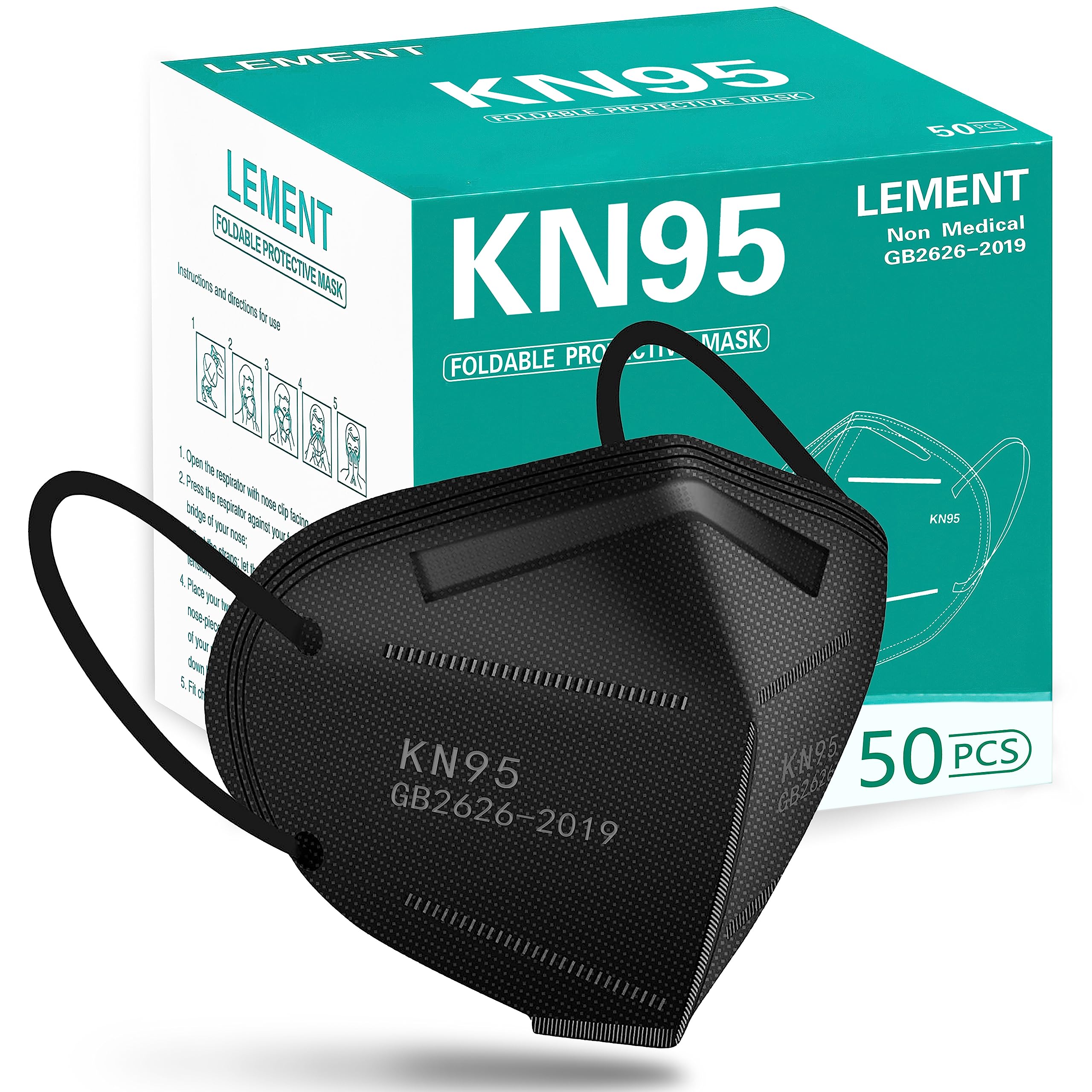 LEMENT KN95 mask black folded design for easy storage and portability