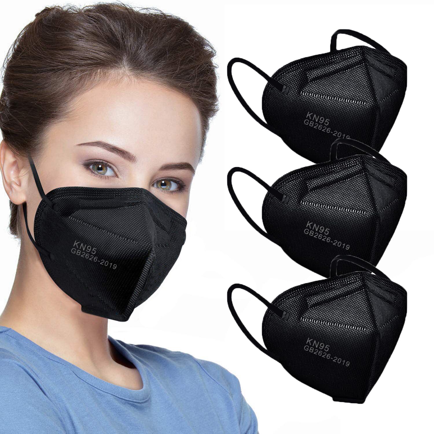 LEMENT KN95 mask black on face shows secure fit and coverage