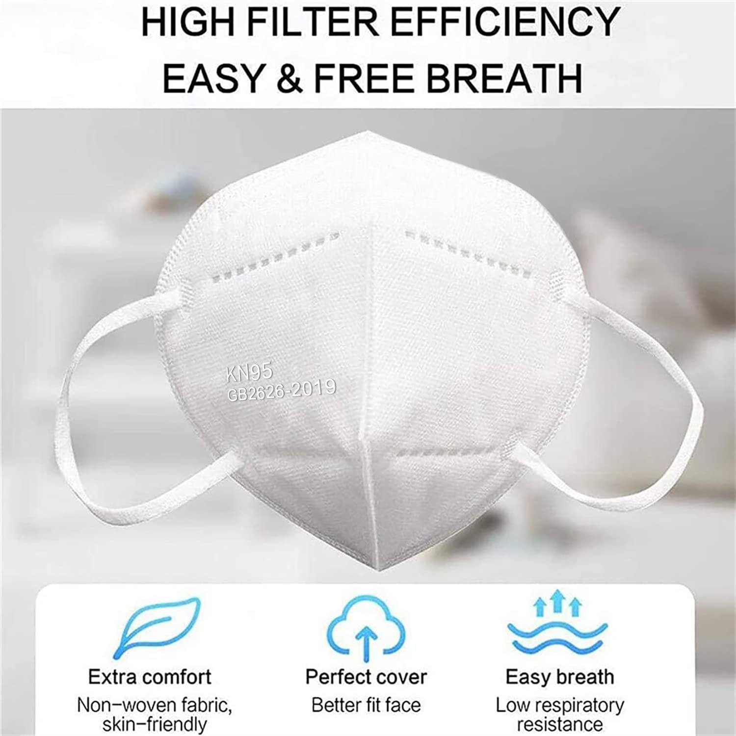 LEMENT KN95 mask elastic ear loops ensuring snug, adjustable fit