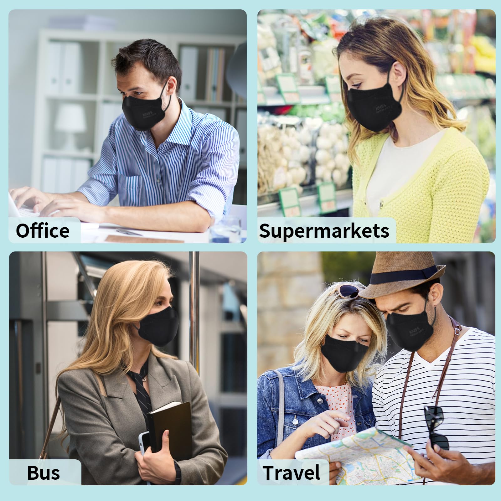 LEMENT KN95 mask with crossed-ear loop guidance for better fit.