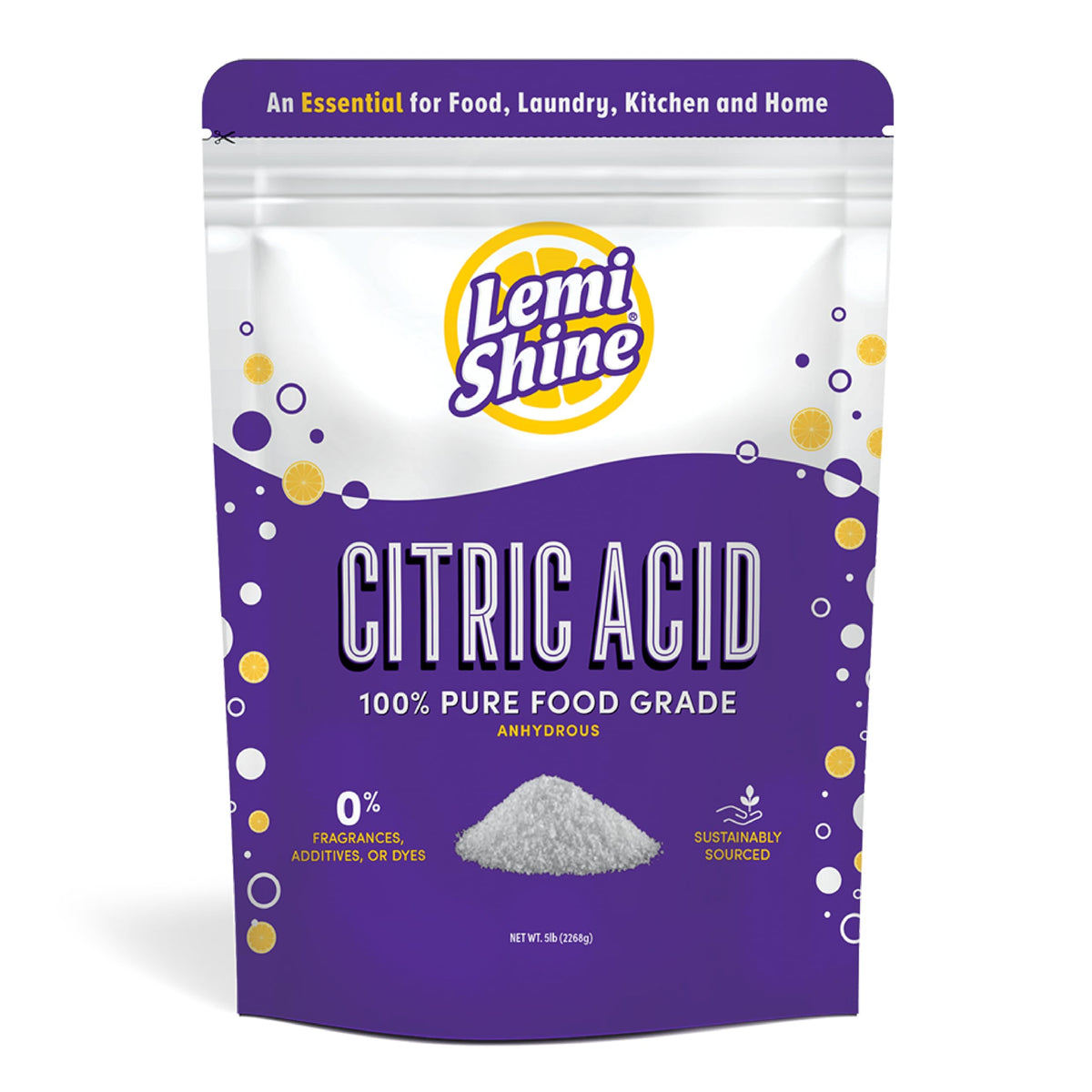 Lemi Shine citric acid powder 5lb bag for cooking and canning.