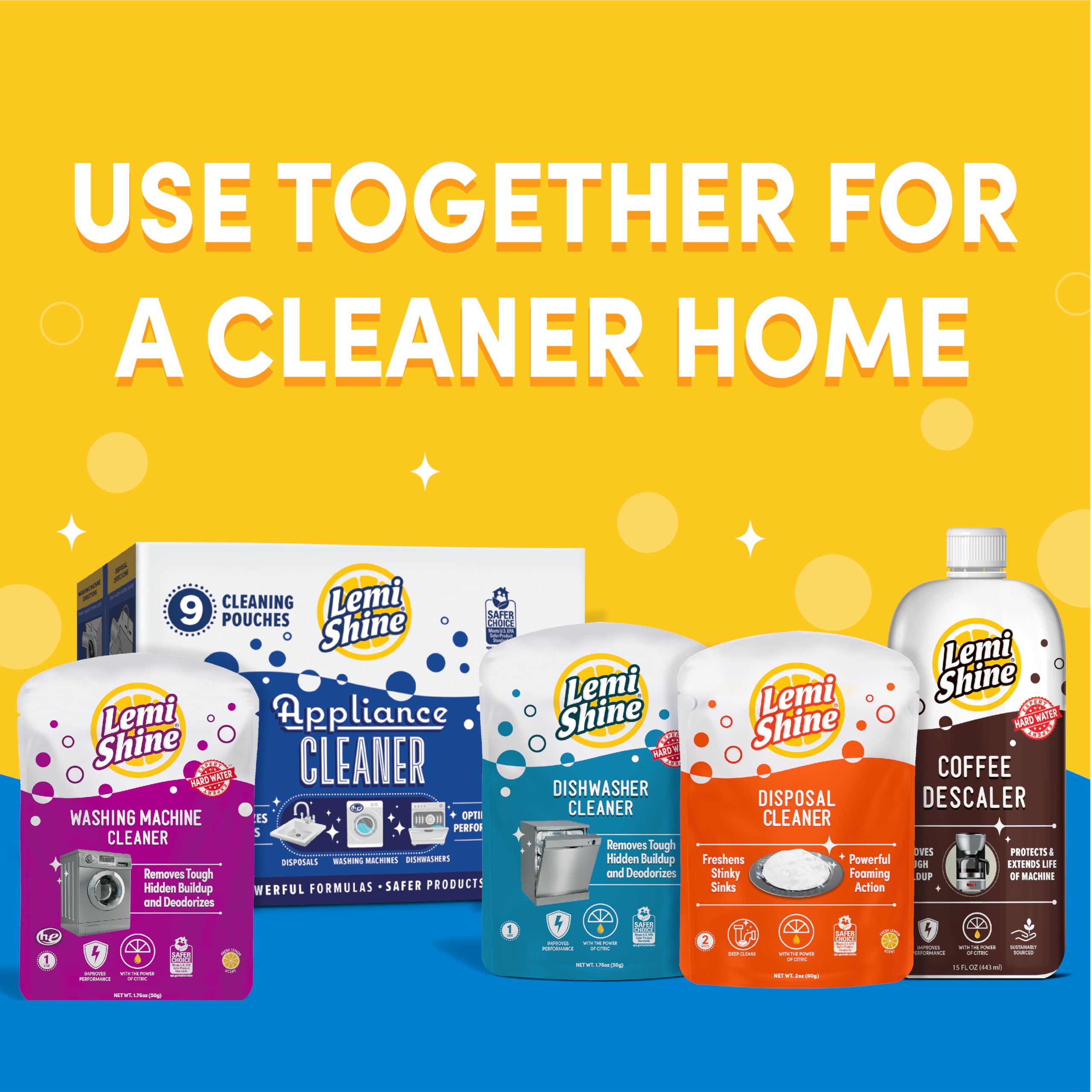 Lemi Shine product set on kitchen counter with clean appliance theme
