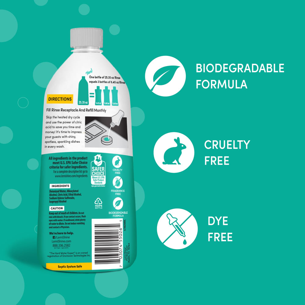 EPA Safer Choice certified rinse aid reduces residue and boosts efficiency.