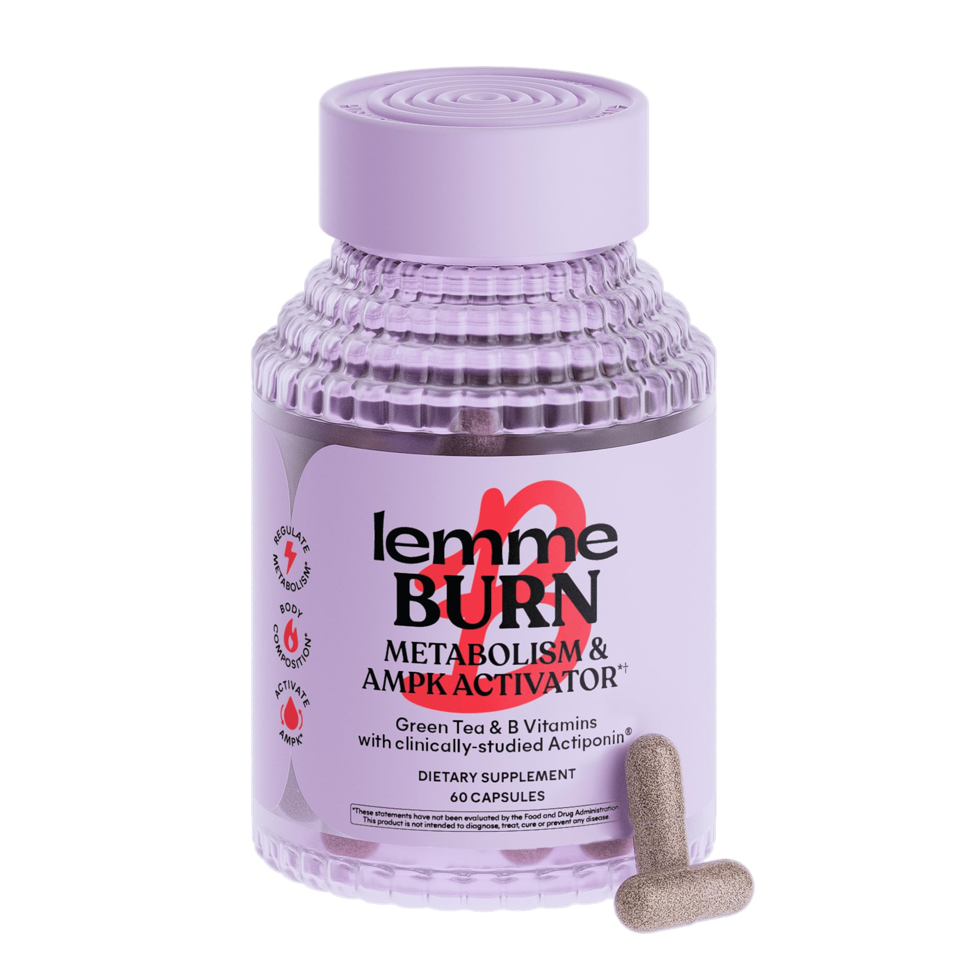 Lemme Burn bottle label front highlighting Actiponin Gynostemma for metabolism support
