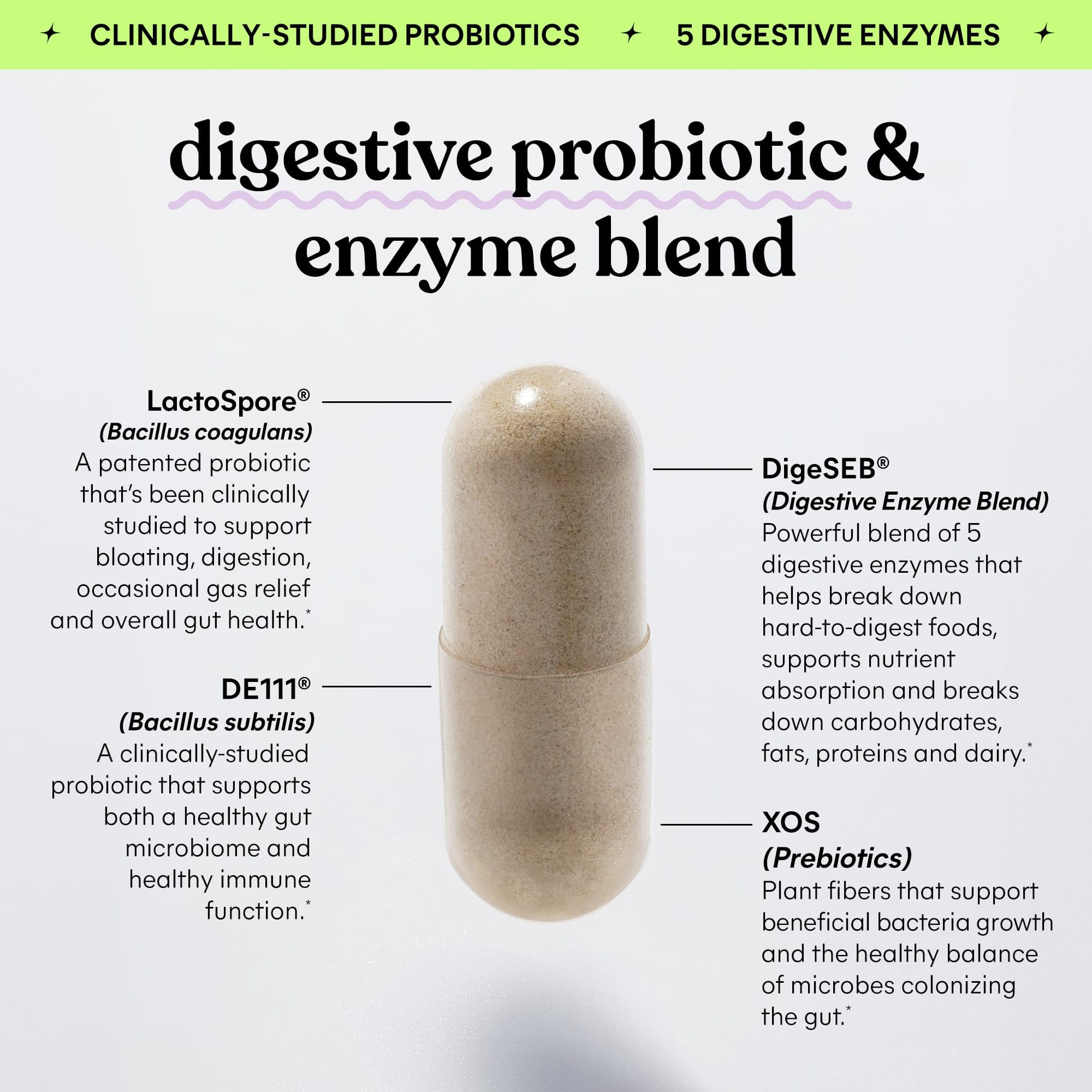 Lemme Debloat capsules with water illustrate convenient daily intake for digestion.
