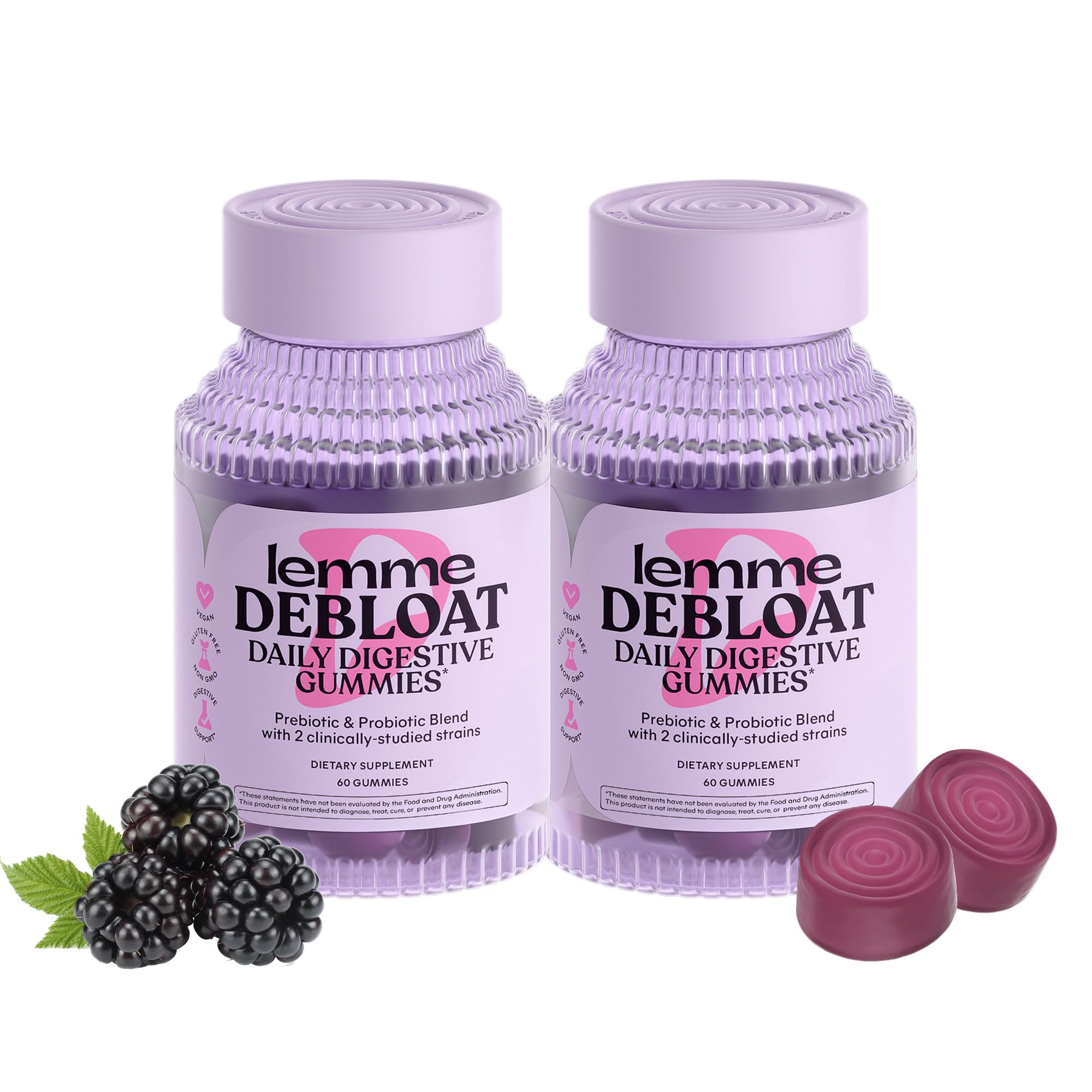 Lemme Debloat gummies bottle top view showing product packaging and shape