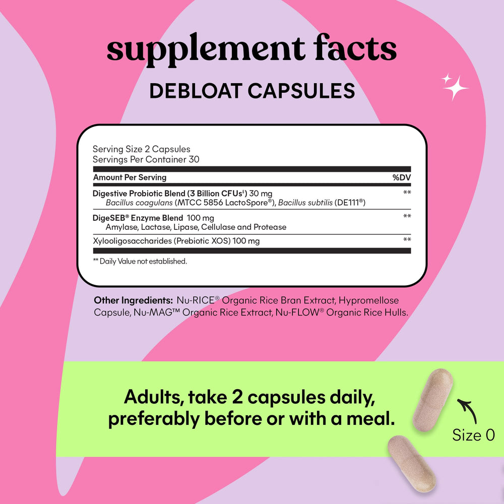 Lemme Debloat plant-based formula supports comfortable digestion for sensitive stomachs.