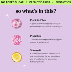 Lemme ingredients panel featuring prebiotic fiber and probiotic strains.