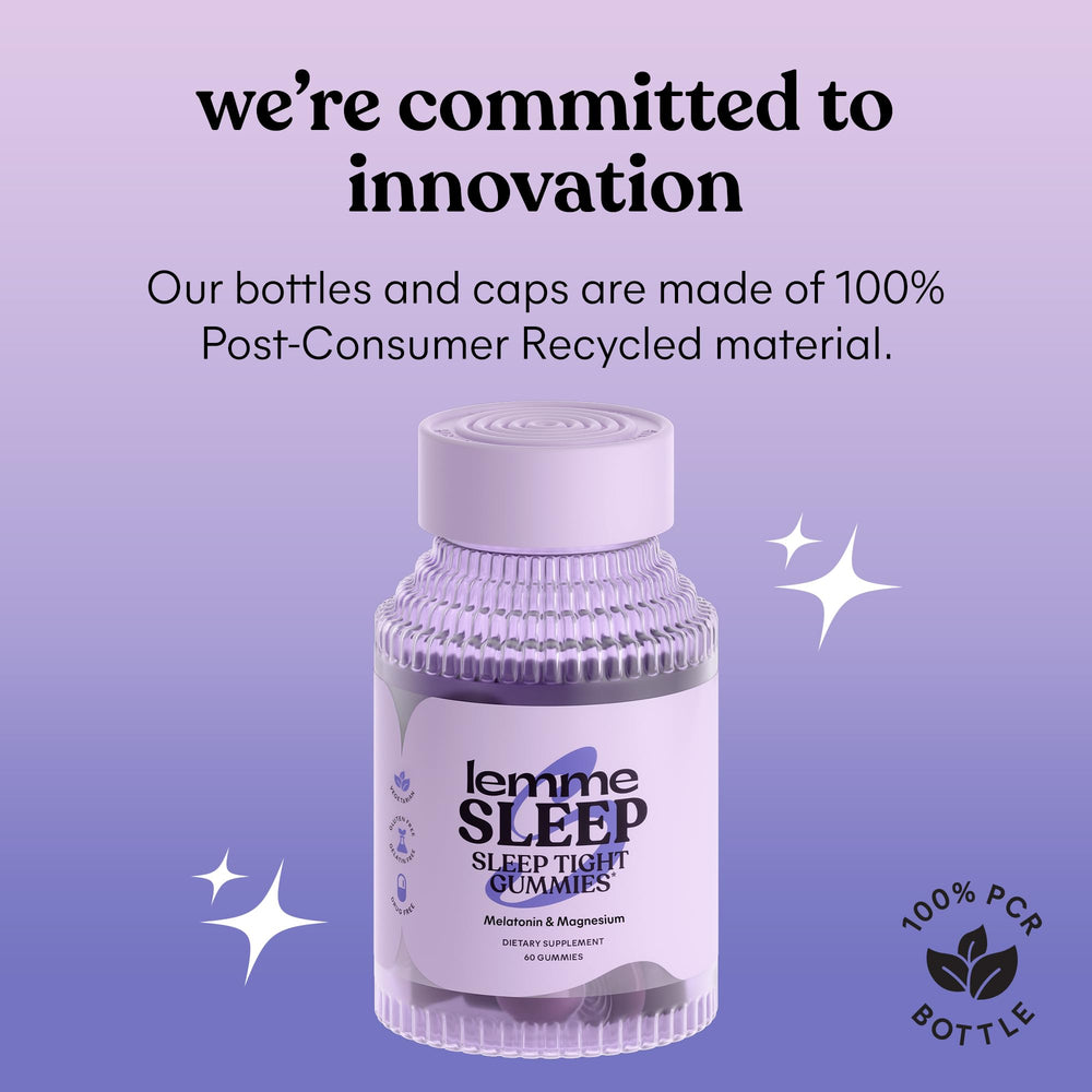 Lemme Sleep package label highlighting gluten-free and non-GMO attributes.