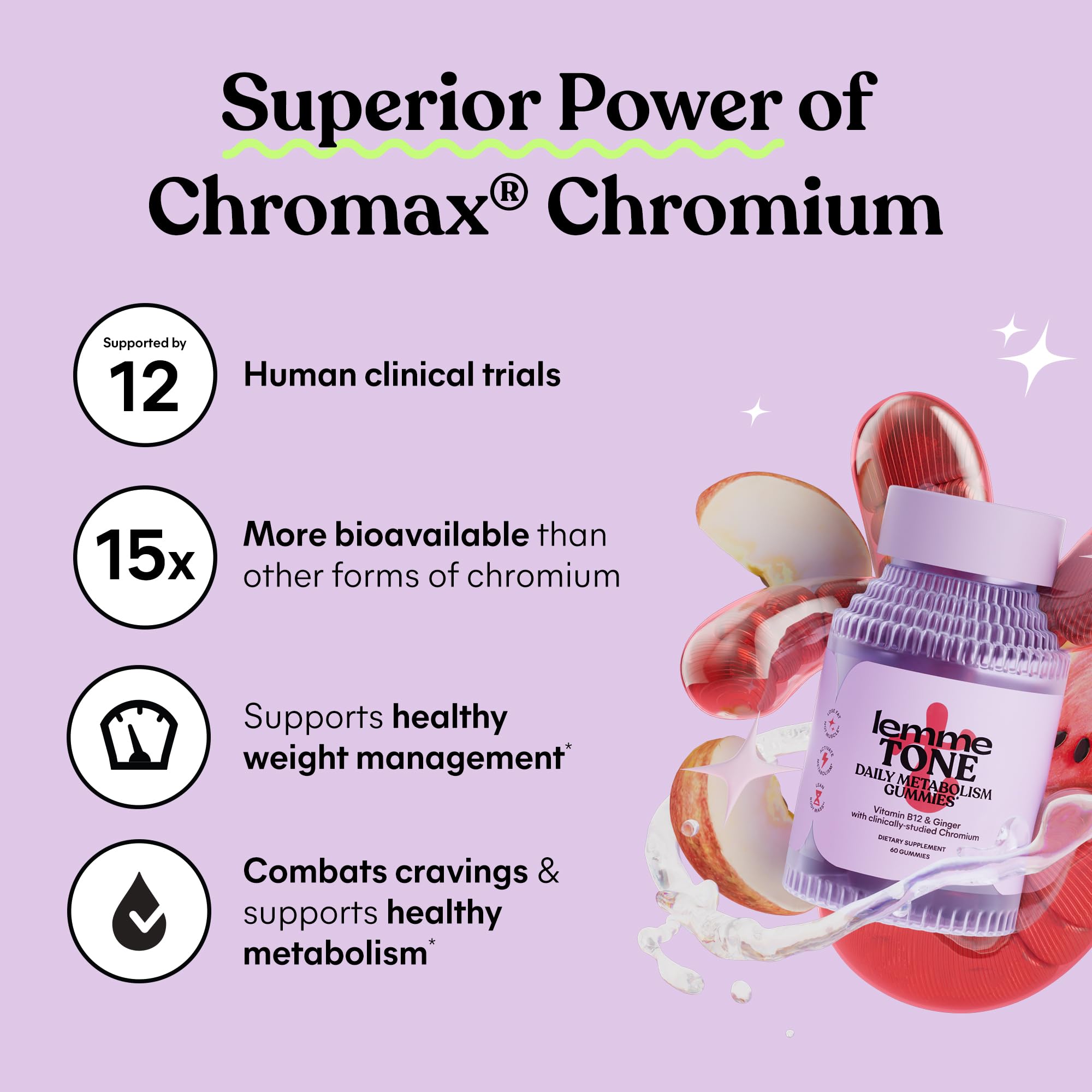 Lemme supplement facts label highlighting chromium, B12, and ingredient clarity
