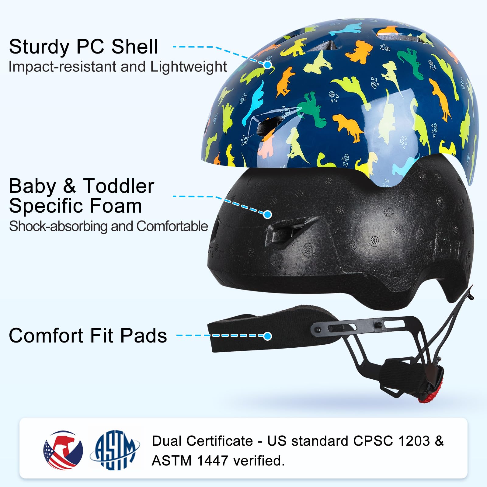 Lemmeko helmet with adjustable knob ensures a proper fit as children grow.