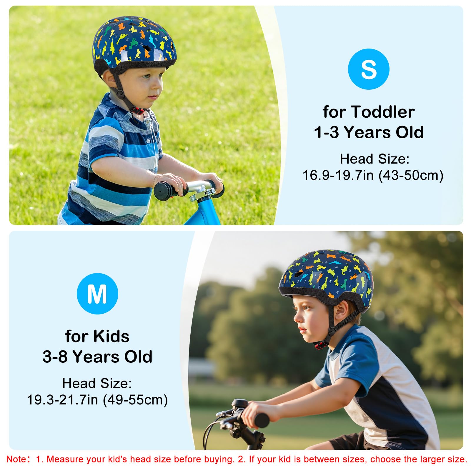 Lemmeko dinosaur-pattern helmet helps kids ride confidently while standing out.