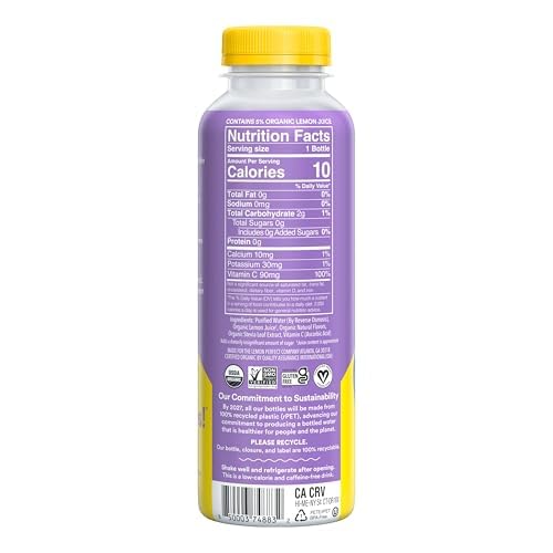Lemon Perfect Blueberry label closeup highlighting organic ingredients