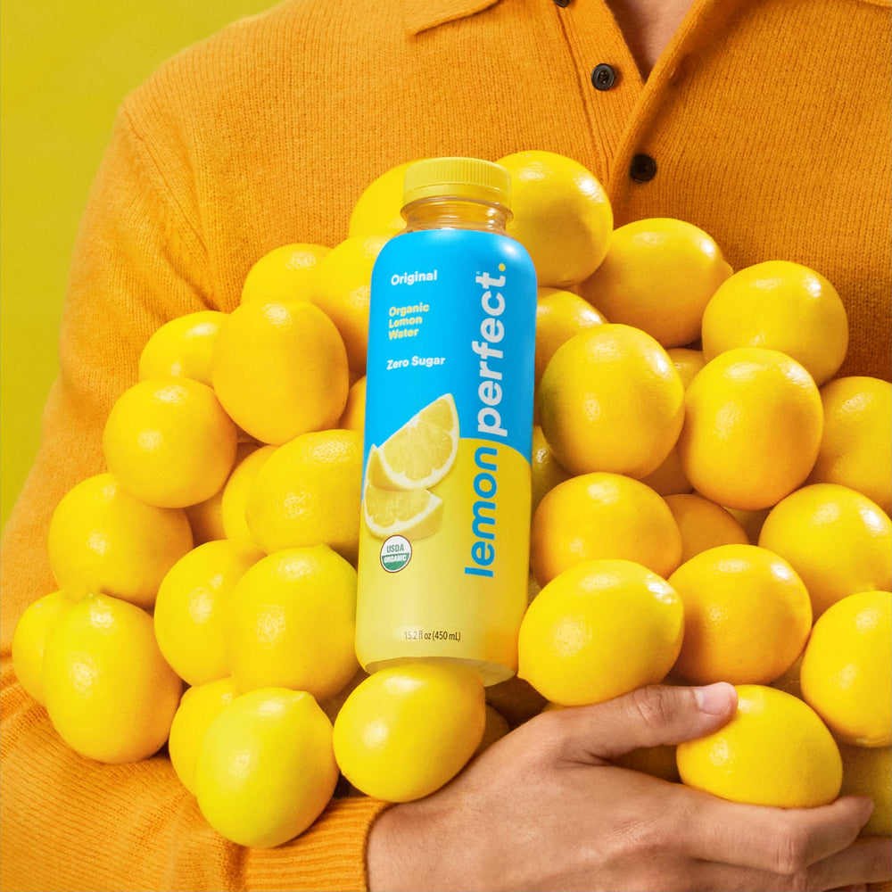 Lemon Perfect Original ice-filled glass demonstrates thirst-quenching hydration after workouts