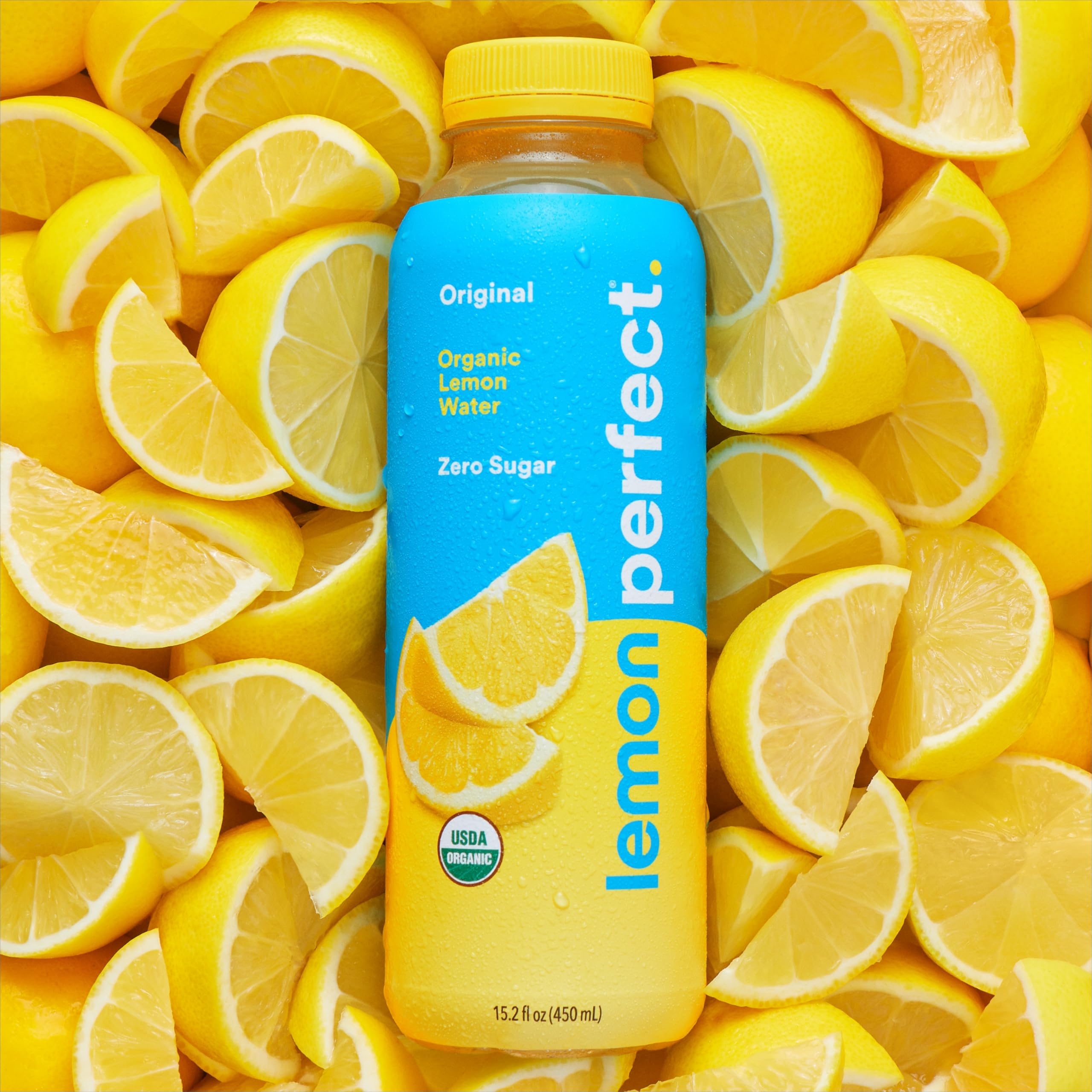 Lemon Perfect Original sustainability symbol signals recyclable packaging