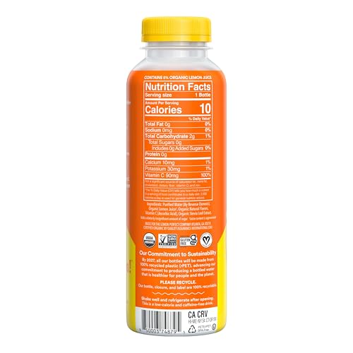 Lemon Perfect Peach label close-up highlighting organic ingredients
