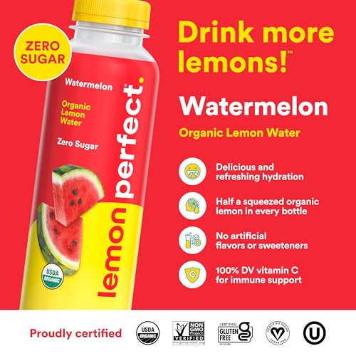 Lemon Perfect Watermelon ingredients panel emphasizing natural flavors and no artificial additives.