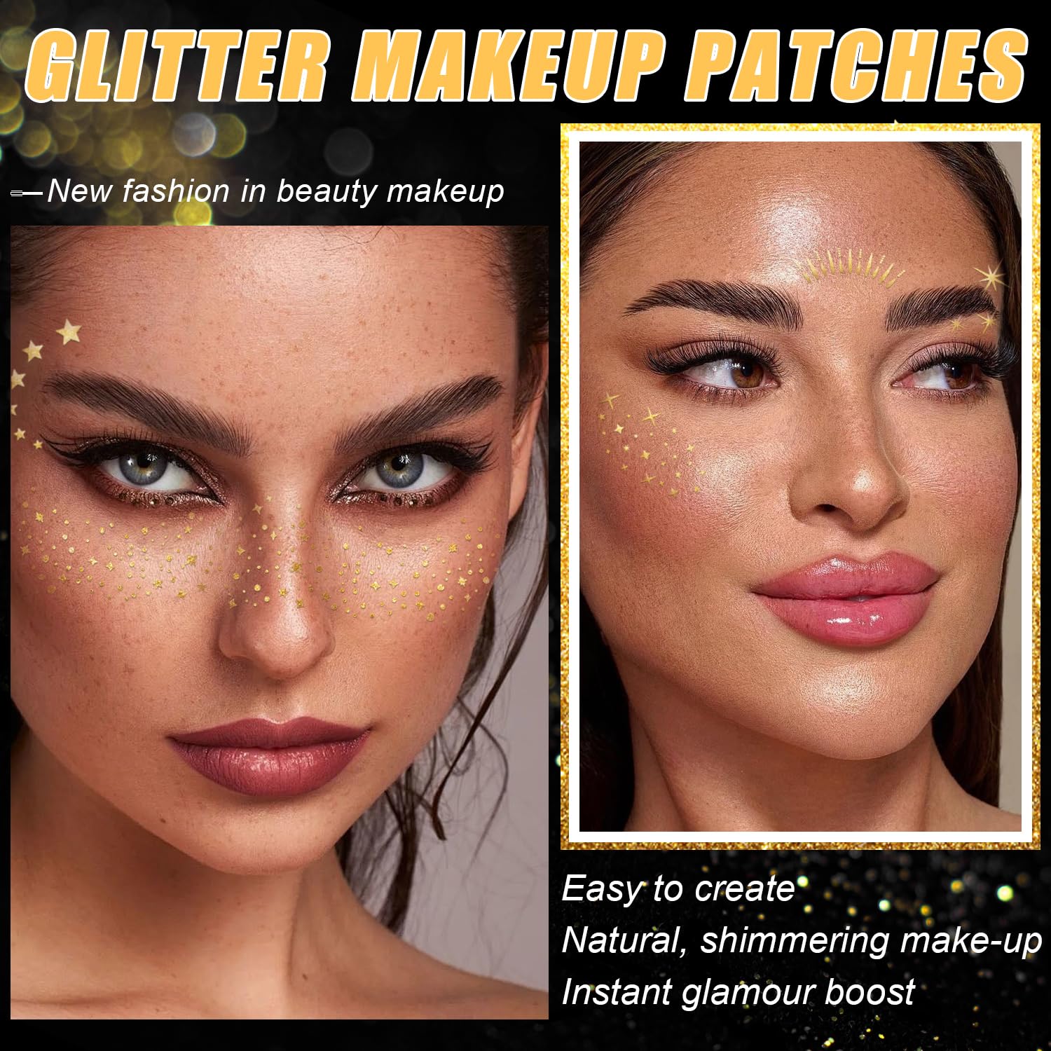 LemonSac gold freckle patch on the face for a quick, radiant festival glow
