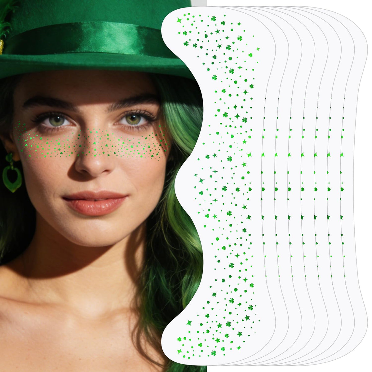 LemonSac green glitter freckles face patch for quick shimmering enhancement.