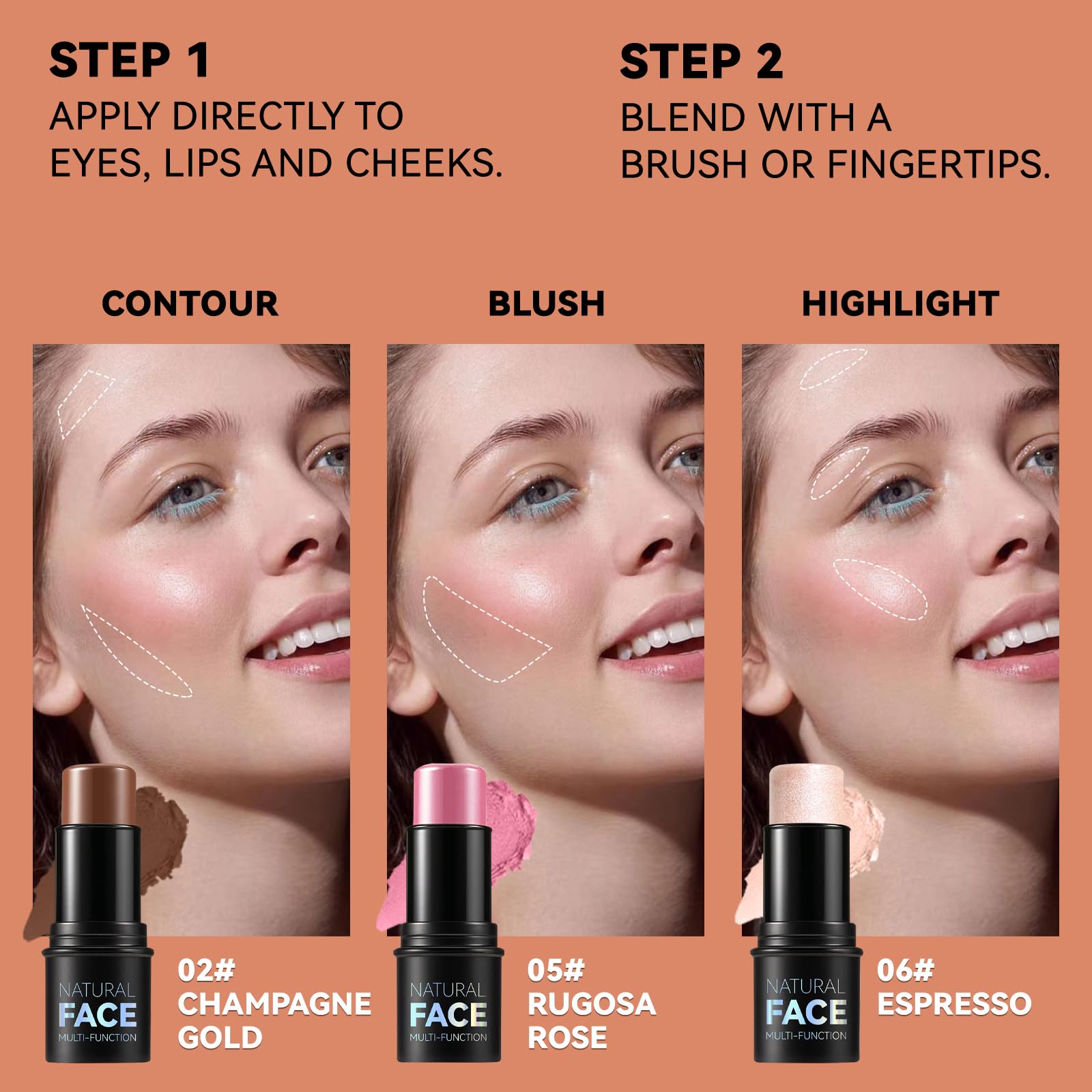 Lemonsac trio shades featuring blush, bronzer, and highlighter for natural glow