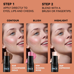 Lemonsac trio shades featuring blush, bronzer, and highlighter for natural glow