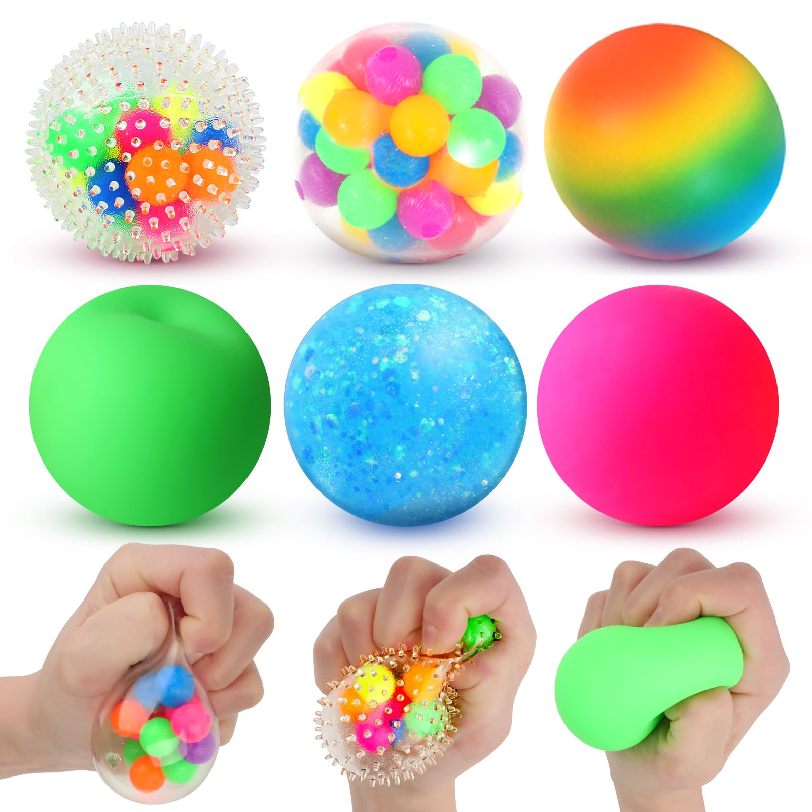 Lemostaar six-piece squishy stress balls in hand for focused, calm moments.