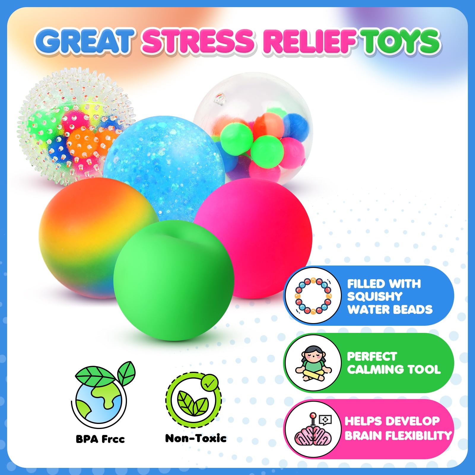 Lemostaar six-piece stress balls displayed in package for gifting.