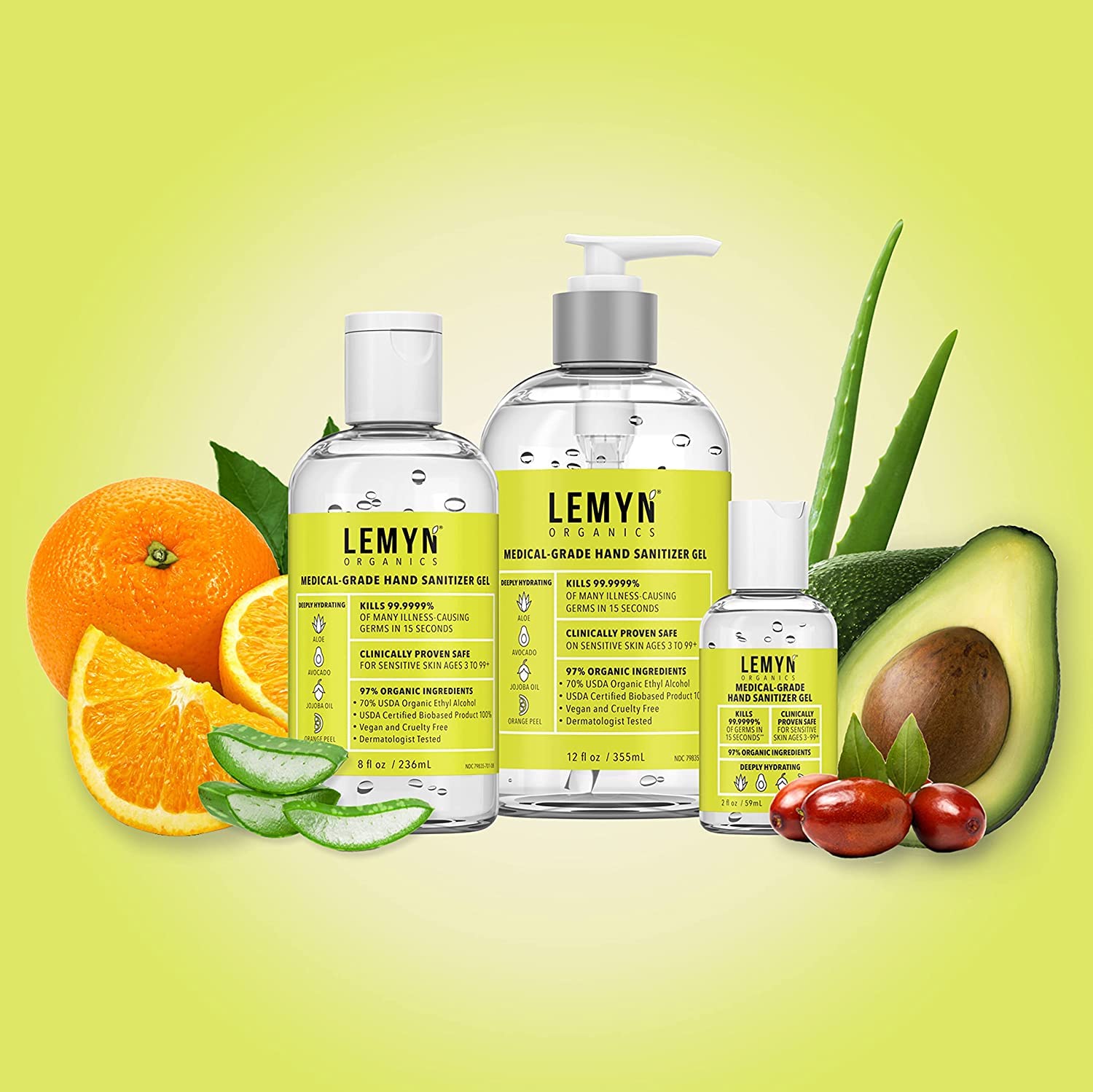 Lemyn Organics aloe and hyaluronic acid detail for moisturized hands.