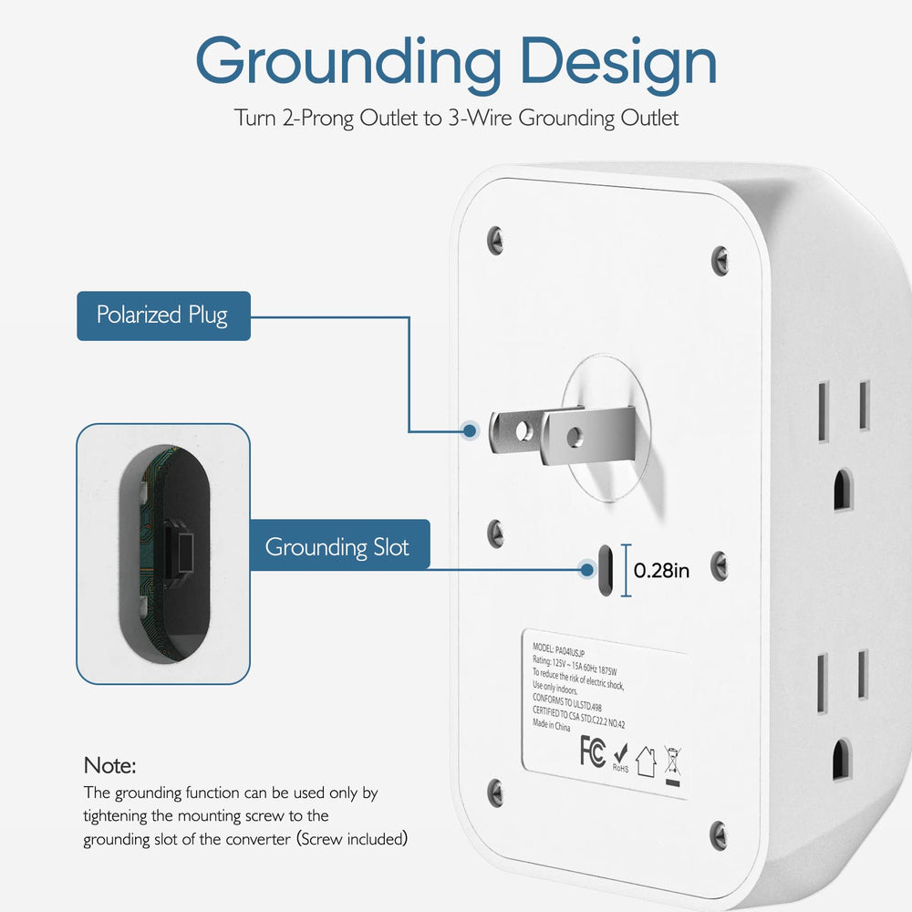 LENCENT 6-outlet splitter supports multiple devices without blocking others.