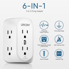 LENCENT wall-mount secure attachment stabilizes the outlet extender for safer grounding.